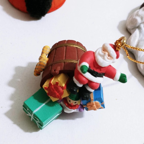 Vintage Christmas Santa Claus Tree Ornaments 8 Assorted Wood Paper Resin Snowmen - Picture 3 of 8